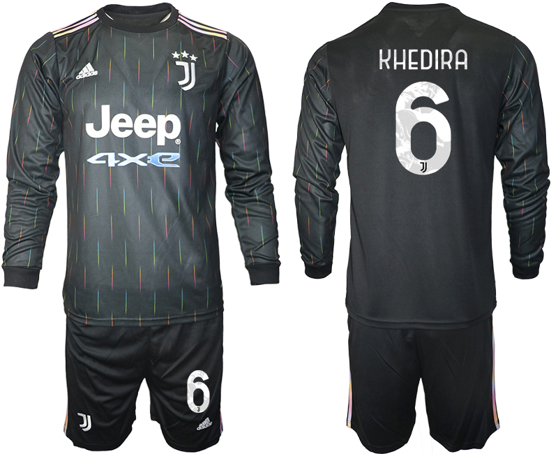 Men 2021-2022 Club Juventus away black Long Sleeve #6 Soccer Jersey->juventus jersey->Soccer Club Jersey